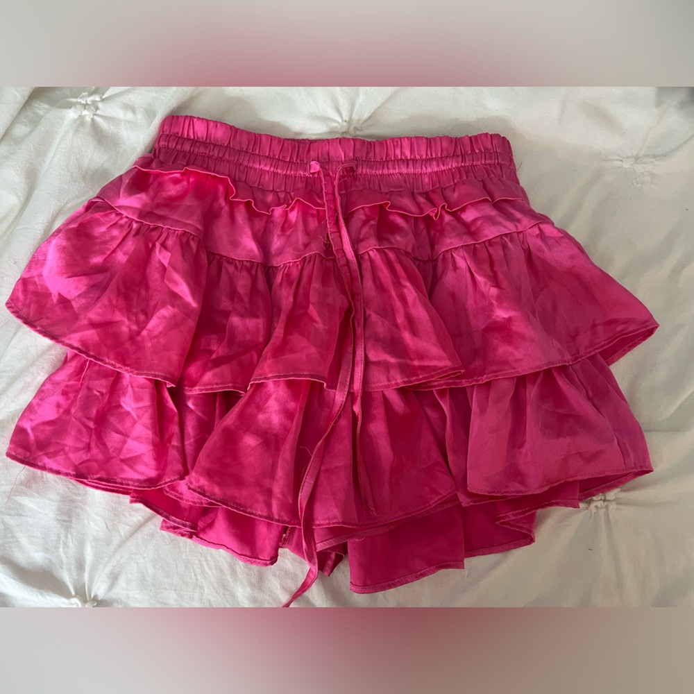 Silky Pink Ruffled Skirt
